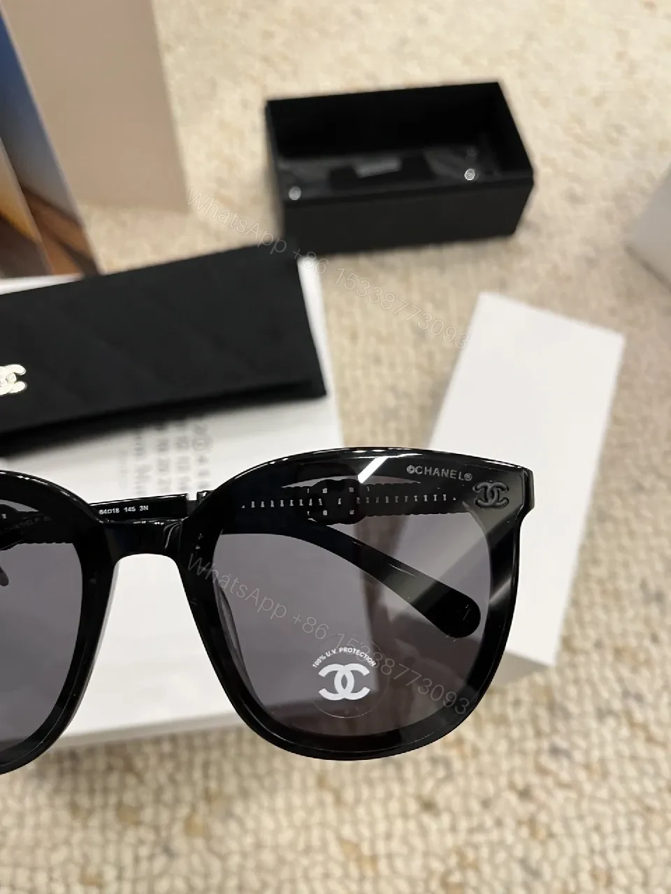 View 6 of Chic Cat-Eye Sunglasses: Black Acetate, Signature Details