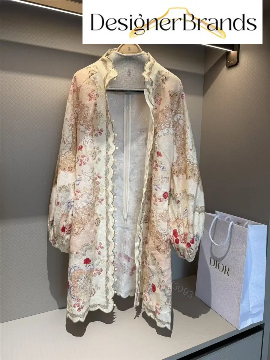 View 3 of Zimmermann Daylight Embroidered Floral-Print Linen Mini Dress