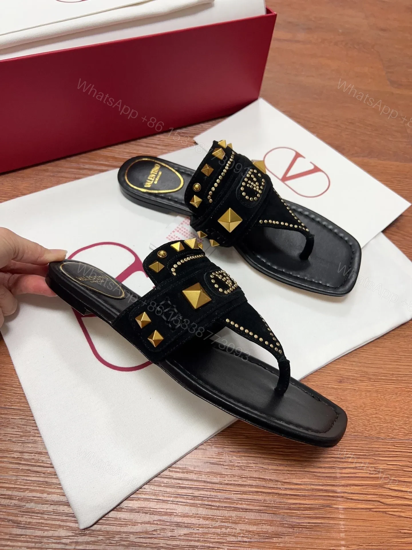 View 6 of Valentino Women Brown Suede Studded Flats