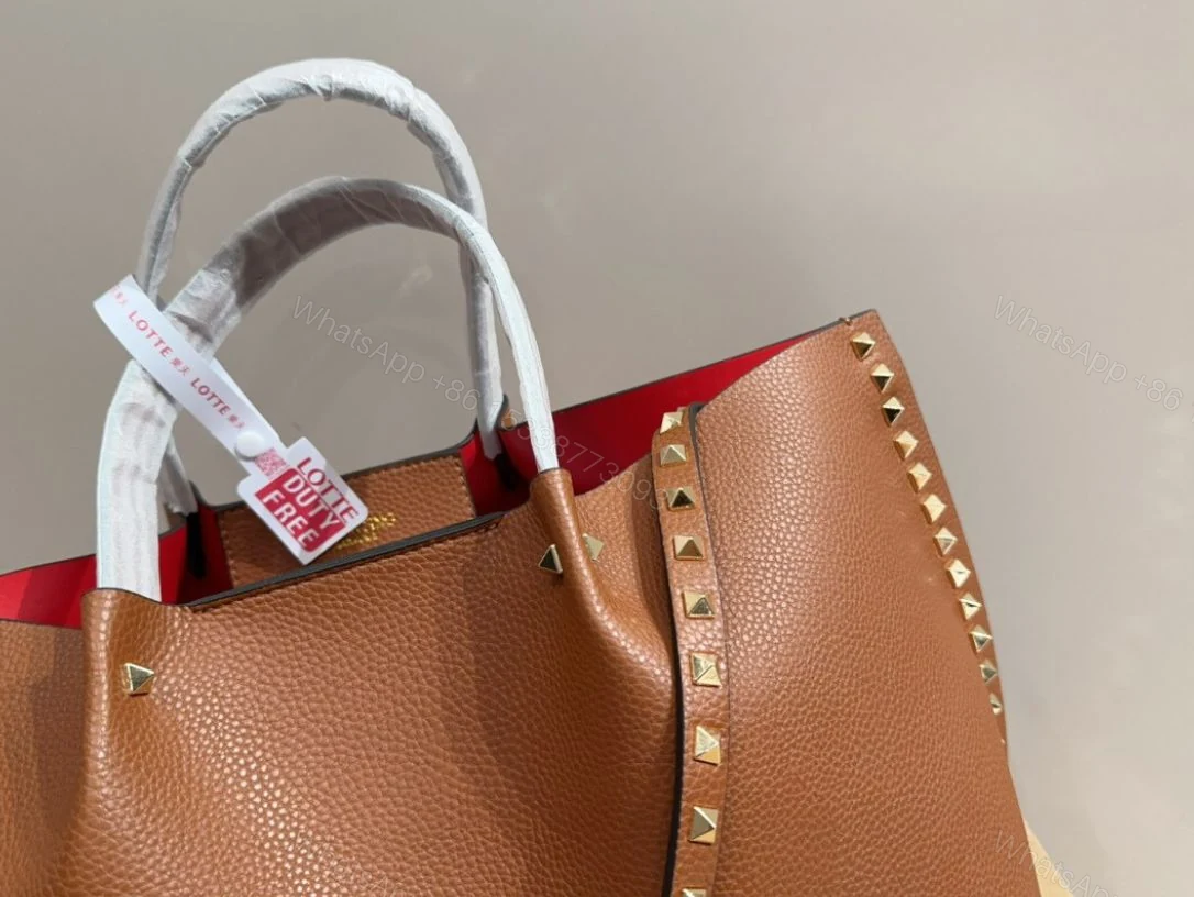 View 8 of VALENTINO GARAVANI ROCKSTUD TOTE BROWN 36CM