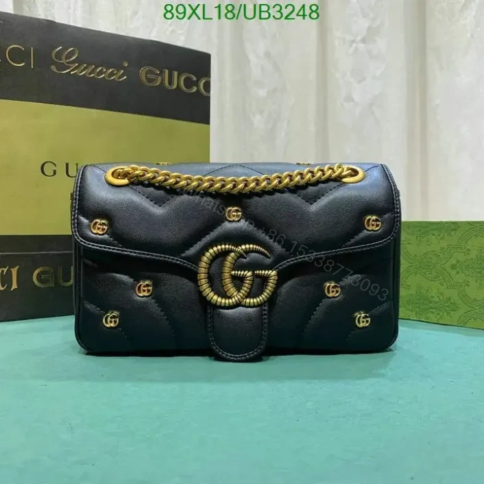 Gucci GG Marmont Black Leather Shoulder Bag Replica UB32488 — view 1