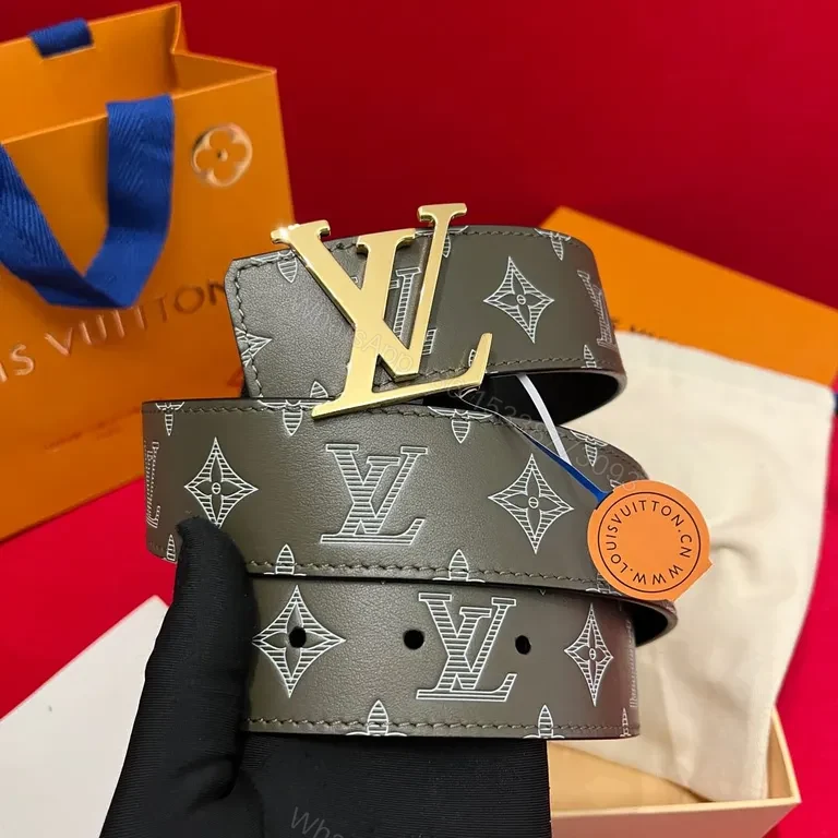 View 5 of Chic Monogram Belt: Luxury LV-Style Gold Buckle Belt