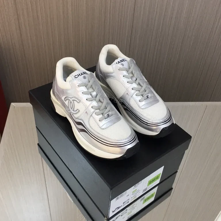 View 6 of Elegant Silver Chanel-Inspired Metallic Trainers for Everyday Luxury
