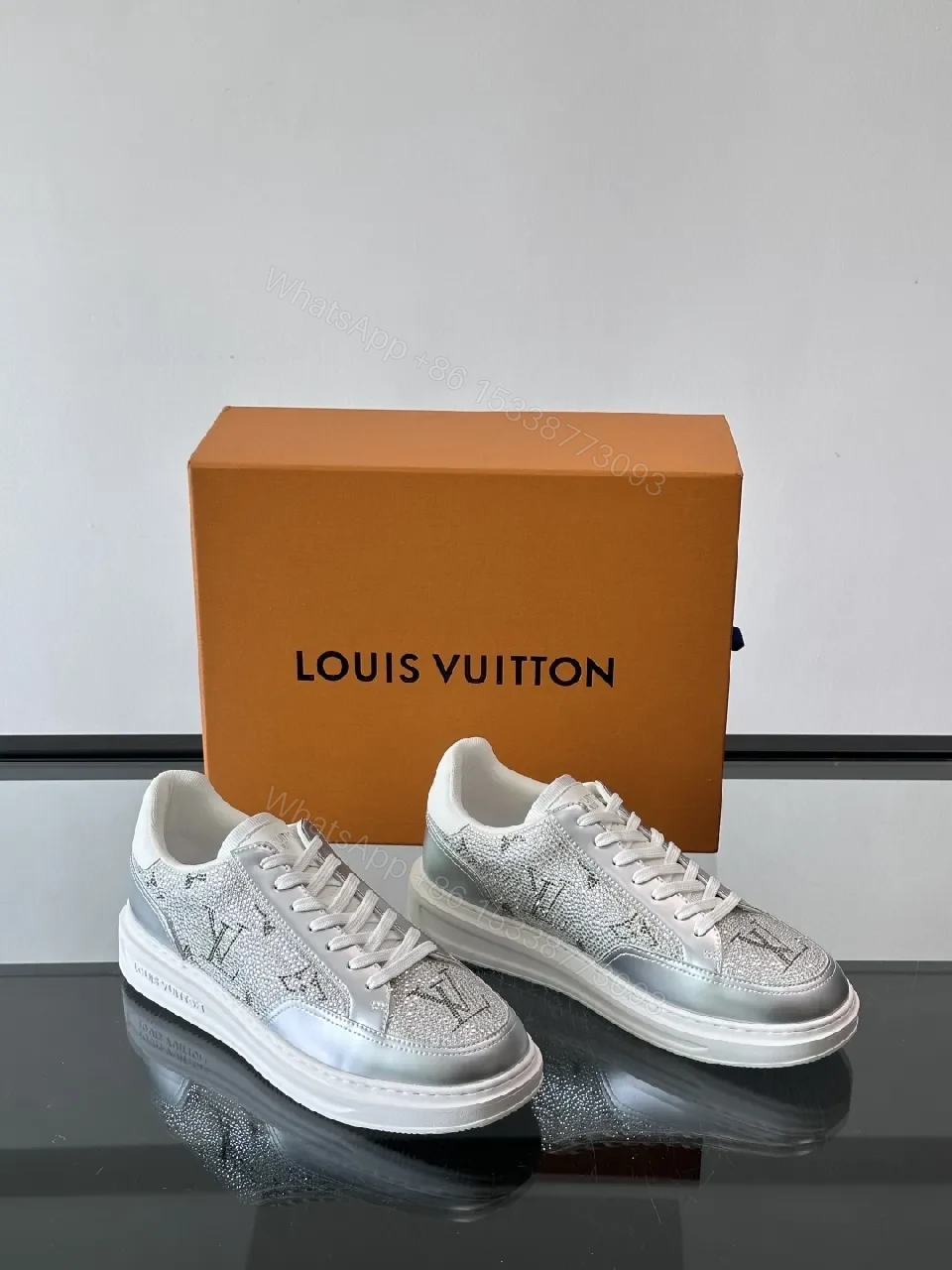 View 4 of Textured-Luxe Silver Sneakers: Sparkle-Contrast High-Tops