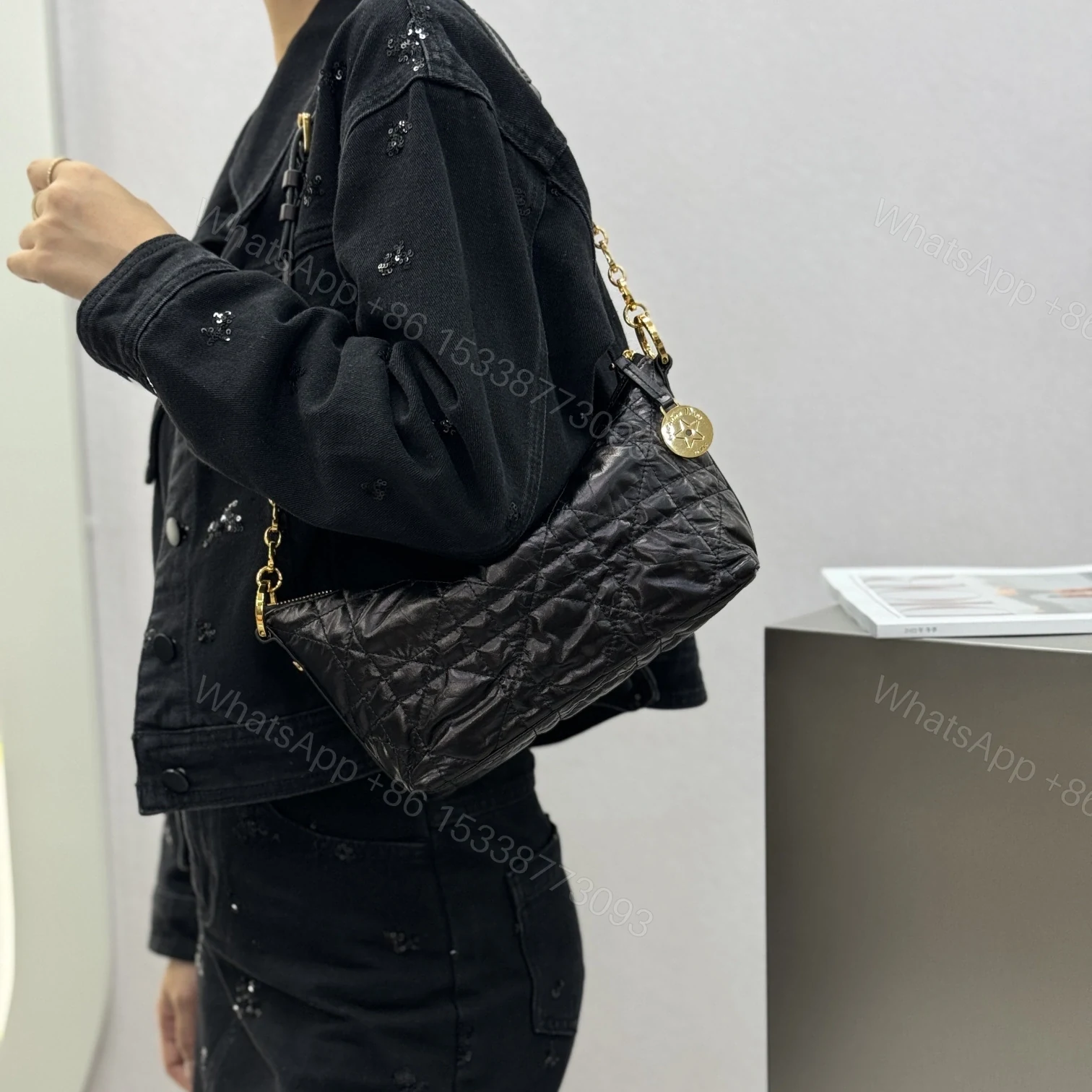 View 16 of 高仿Dior*Star系列S3202M900鏈條單肩腋下包黑色免檢版