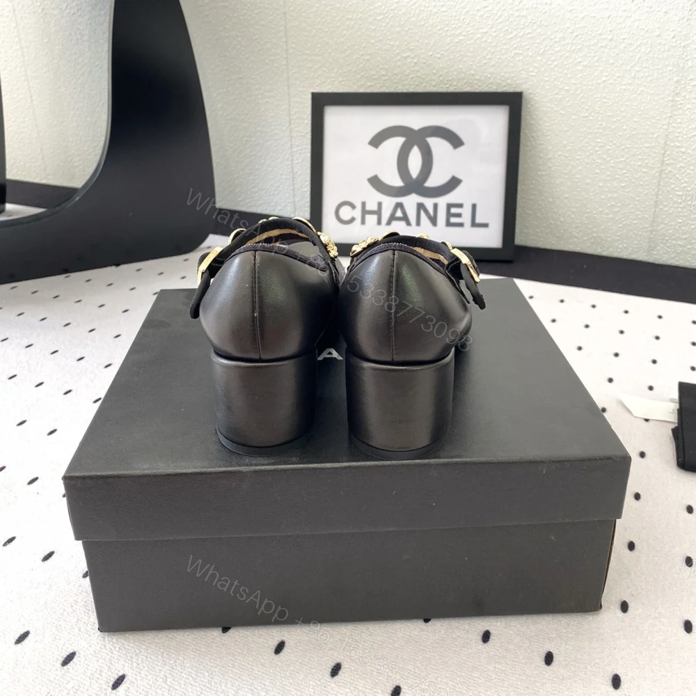 View 8 of 高仿Chanel*G45778X圓頭塔扣芭蕾舞鞋4.5CM黑色免檢版