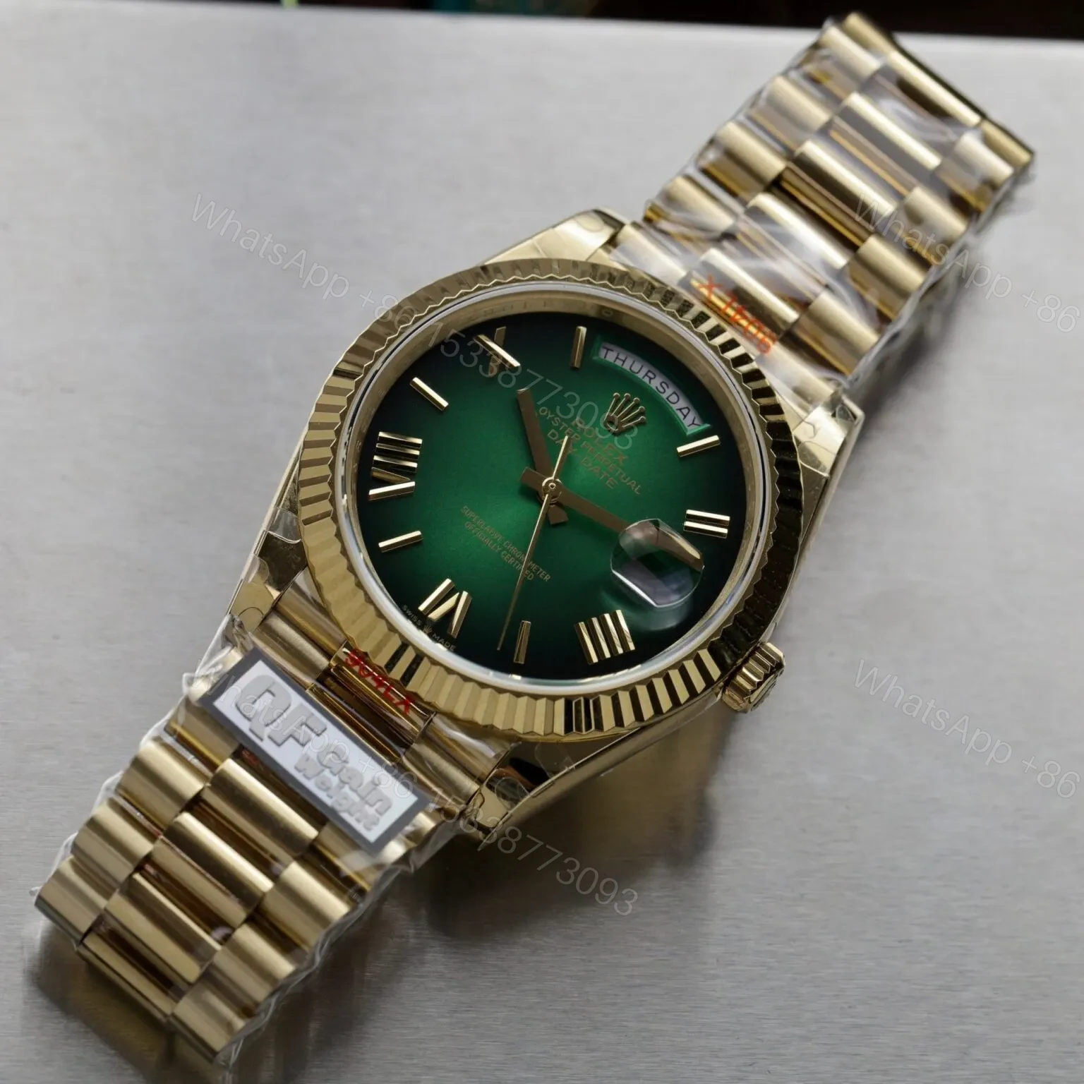 View 3 of Superclone Rolex Day-Date Green Ombré Dial 128238-0118 36 mm