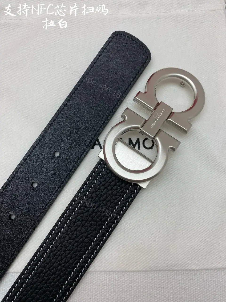 View 3 of Black Leather Belt with Dual-Loop Buckle, Premium Everyday Style