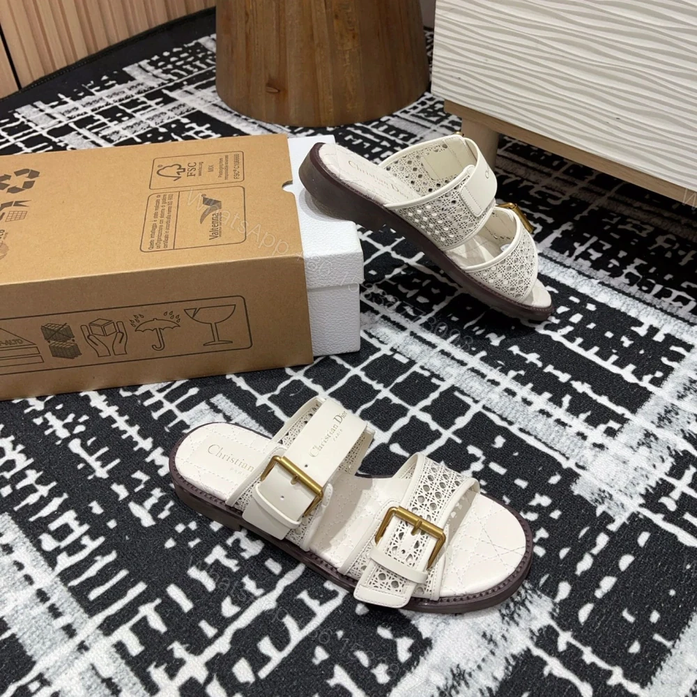 View 5 of 高仿Dior*D-Avenue系列KCO196圓頭塔扣一字拖鞋白色免檢版