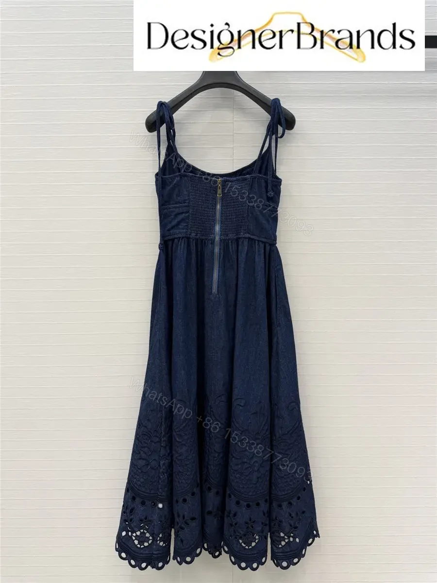 View 8 of Zimmermann Mahon Broderie Anglaise Denim Midi Dress