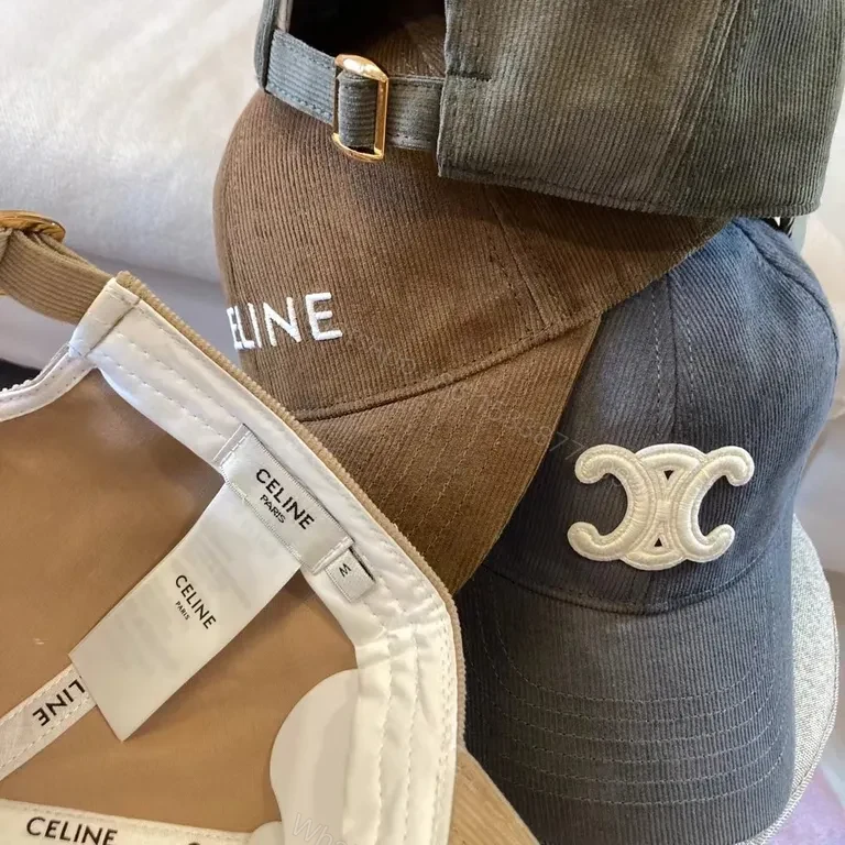 View 2 of Celine-Style Olive Cotton Cap with Structured Embroidery