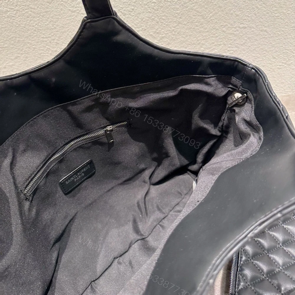 View 6 of Saint Laurent Icare Shopping Bag In Quilted Black Silver 40Cm