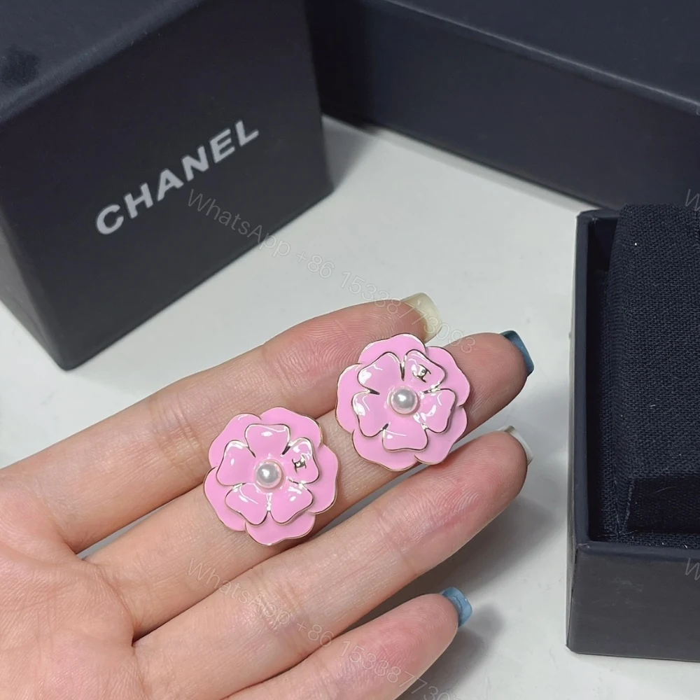 View 5 of CHANEL CAMELLIA EARRINGS PINK ABG218 B21624 U3368