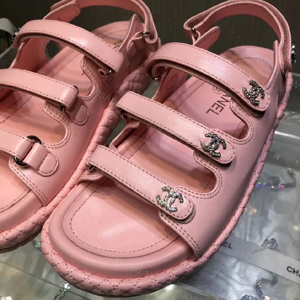 View 4 of Soft Pink Leather Sandals: Velcro- strap Chic Comfort