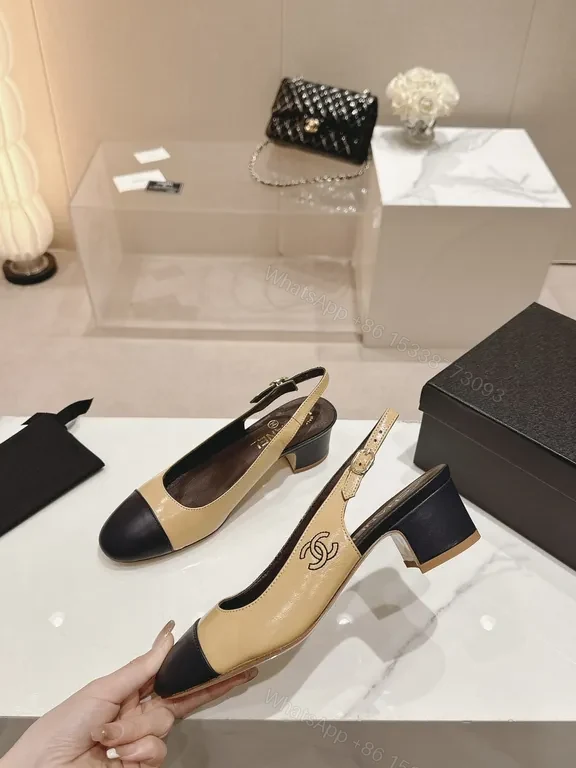 View 2 of Chanel-Inspired Block Heel Slingbacks: Subtle Contrast