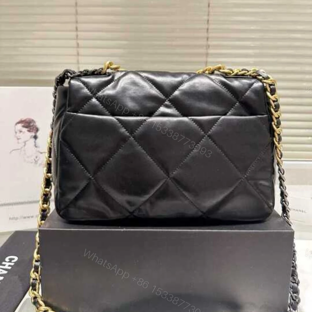 View 3 of Chanel 19 Flap Bag Shiny Gold And Silver Tone Black 30Cm