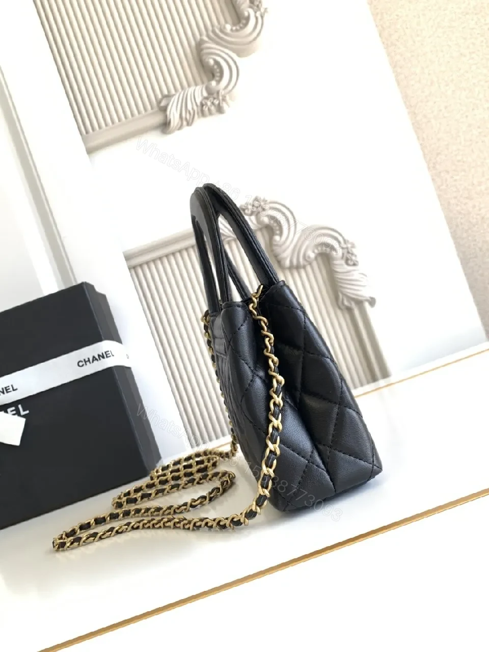 View 4 of Chic Velvet Quilted Mini Bag with Gold Hardware