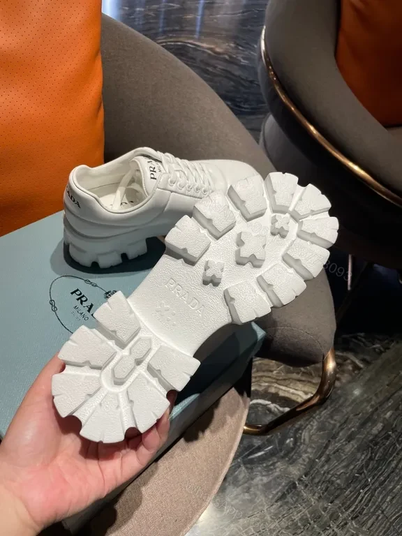 View 3 of Prada Milano-Inspired White Luxe Sneakers, Premium Leather