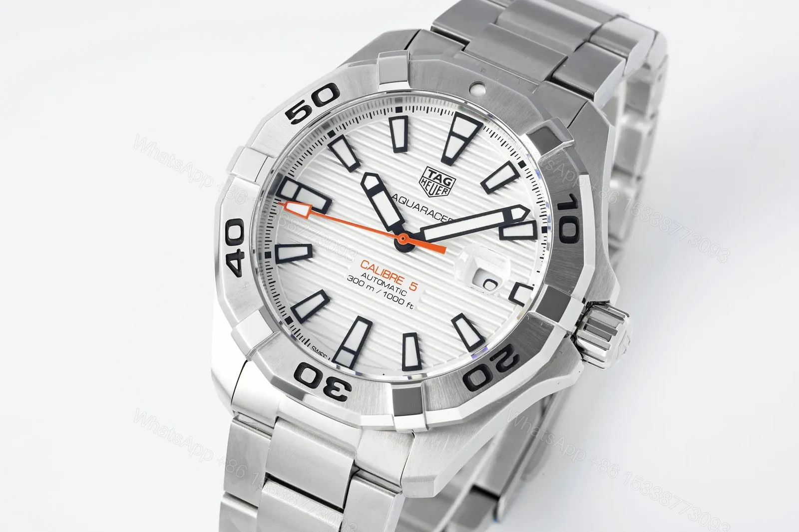 View 8 of V6 Factory TAG Heuer Super Series Watch – Silver Stainless Steel, White Dial, Casual and Formal Style, 100m Water-Resistant