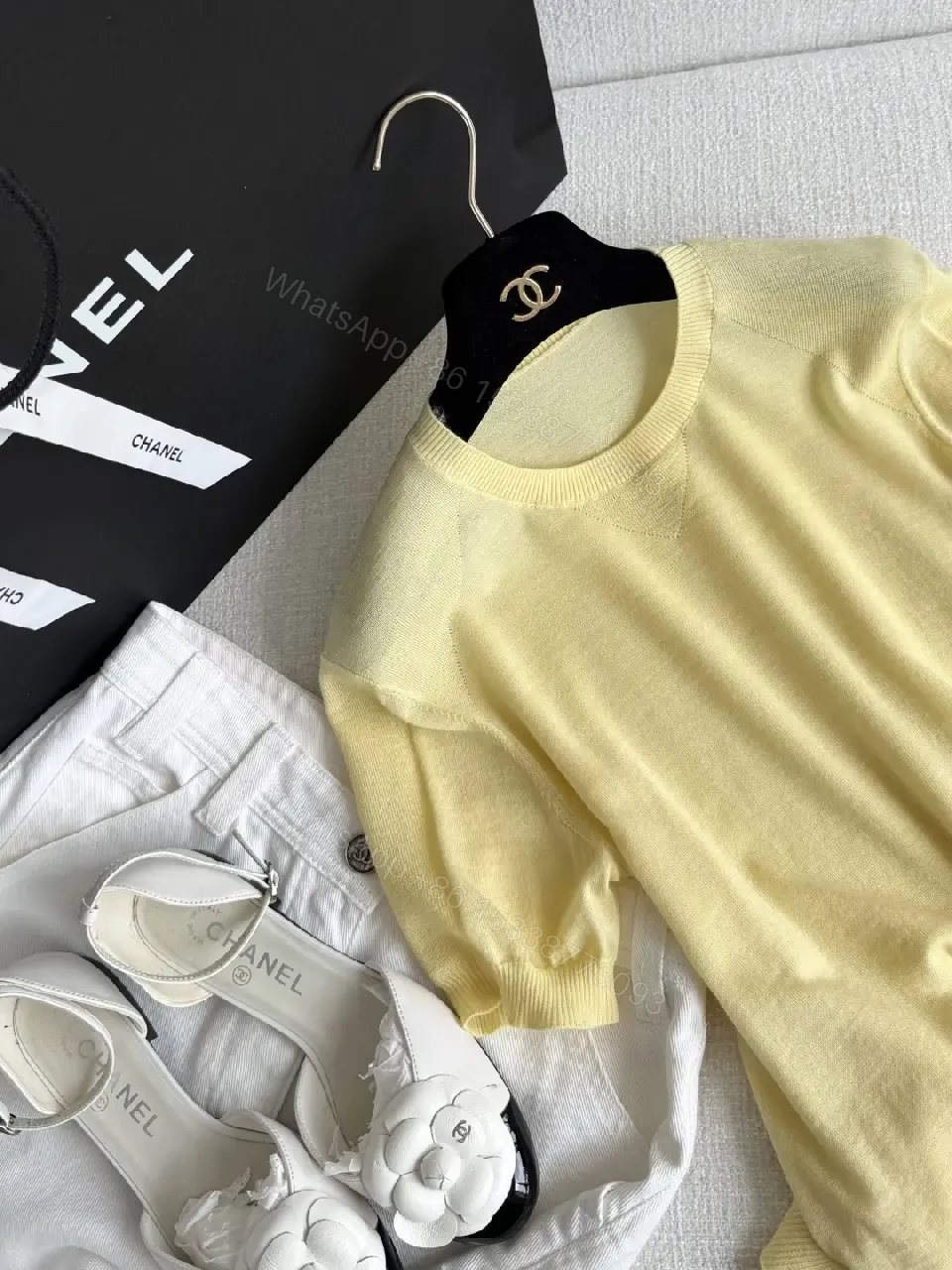 View 2 of Soft Yellow Knit Tee: Subtle Luxe, Lightweight Comfort, Everyday Style