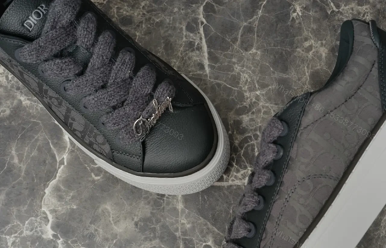 View 8 of Monogram Texture Leather Low-Top Sneakers for All-Day Comfort