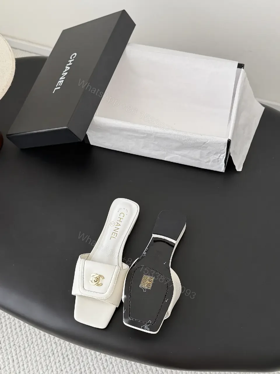 View 8 of White Leather Mule, Minimalist Style, Cushioned Comfort, Square Toe Slide