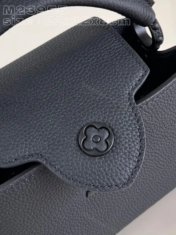 View 3 of Compact Pebble-Leather Crossbody: Monogram-Accent Bag
