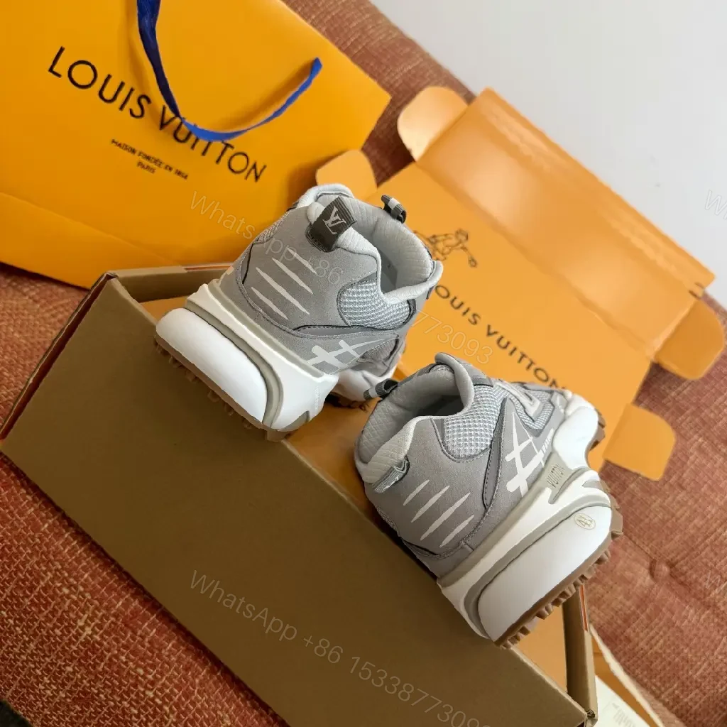 View 5 of Gray Mesh Leather Details Modern Durable Support Sneakers