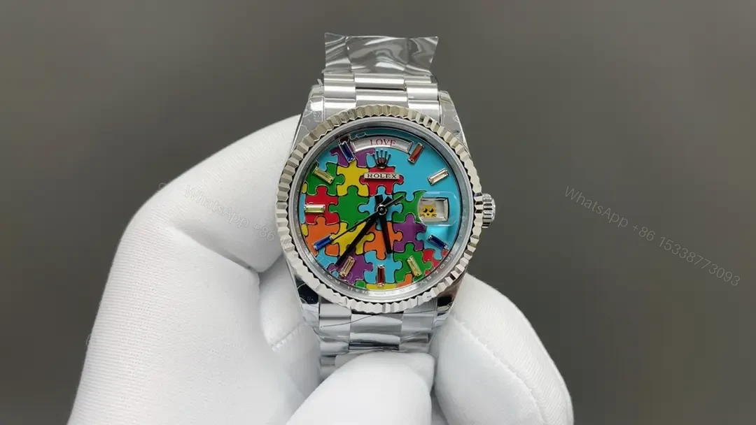 Rolex Day-Date Violin Dial Vienna Philharmonic Green Edition Stainless Steel Pattern Bracelet 36mm RG-DD36-PUZZLE-WG — view 1