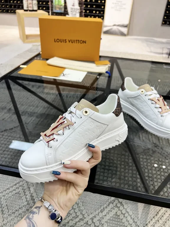 View 3 of Bold White Leather LV Sneaker â€“ All-Day Comfort, City Style