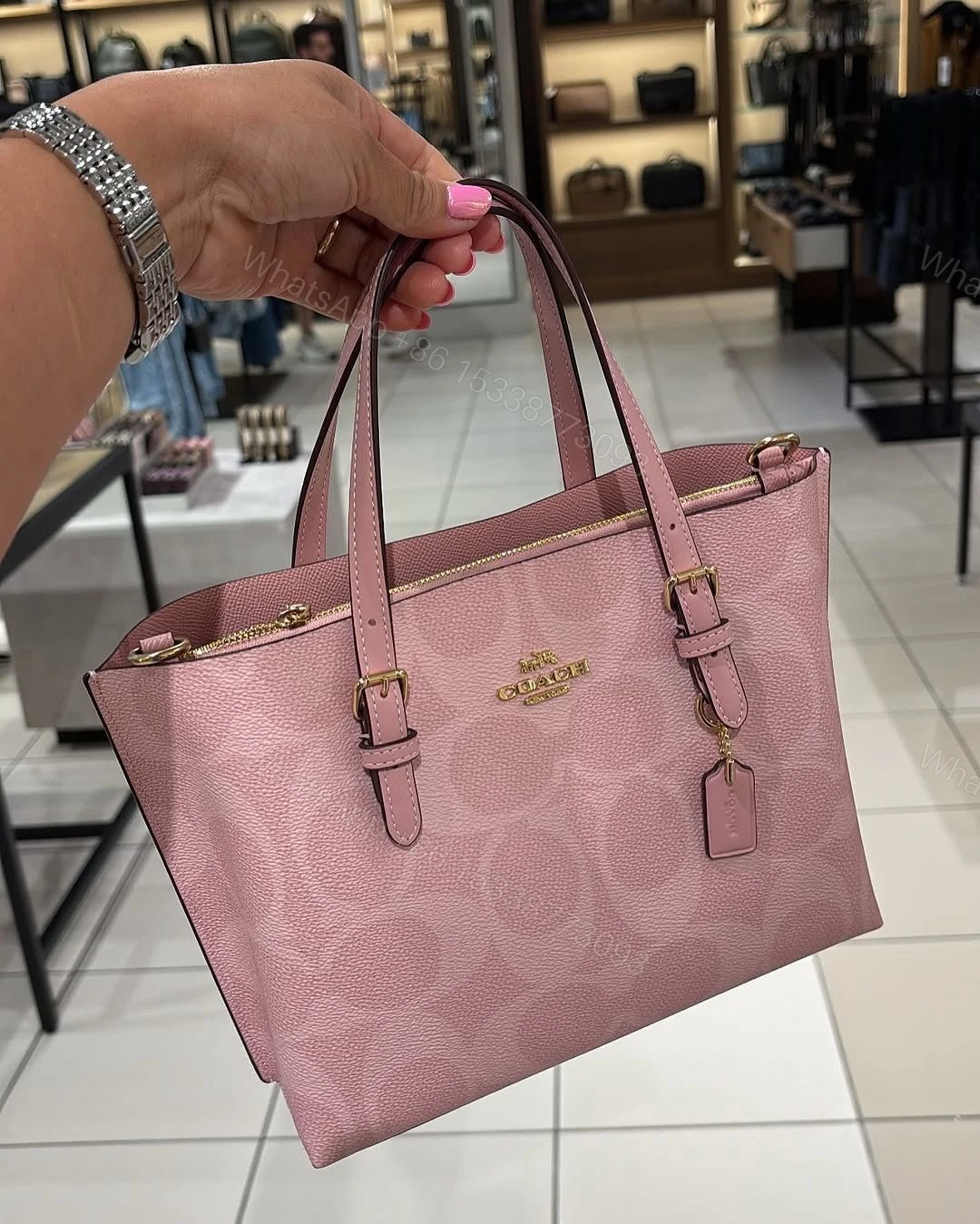 View 4 of FIRST COPY Coach Mollie 25 Pink Edition Handbag