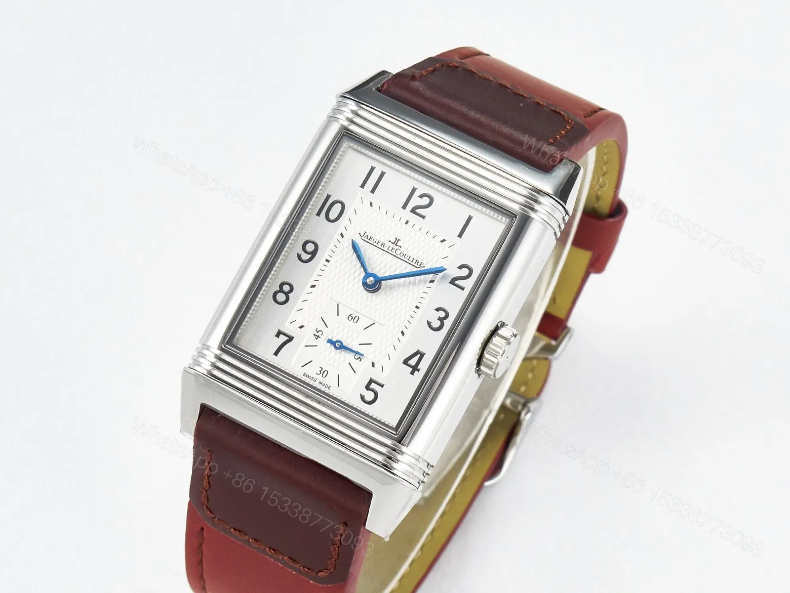 View 2 of Reverso Classic Duoface Small Seconds SS MGF Best Edition White Guilloché Dial on Red Leather Strap A854A