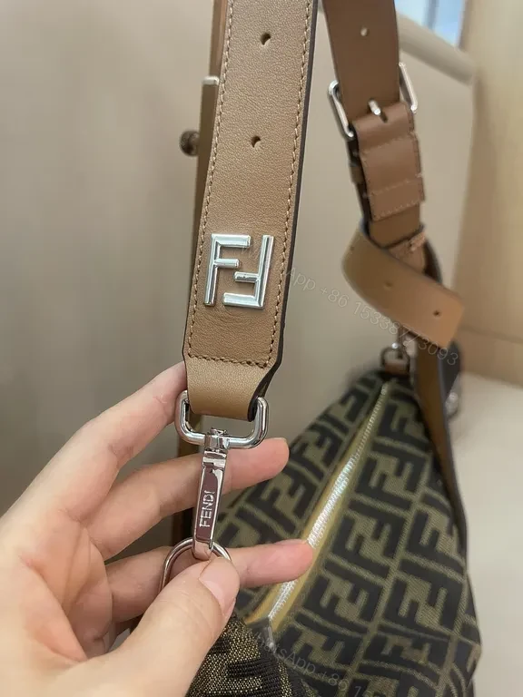 View 8 of Black Canvas + Leather Accents + Compact Messenger + Signature Fendi-Inspired Pattern + Bag