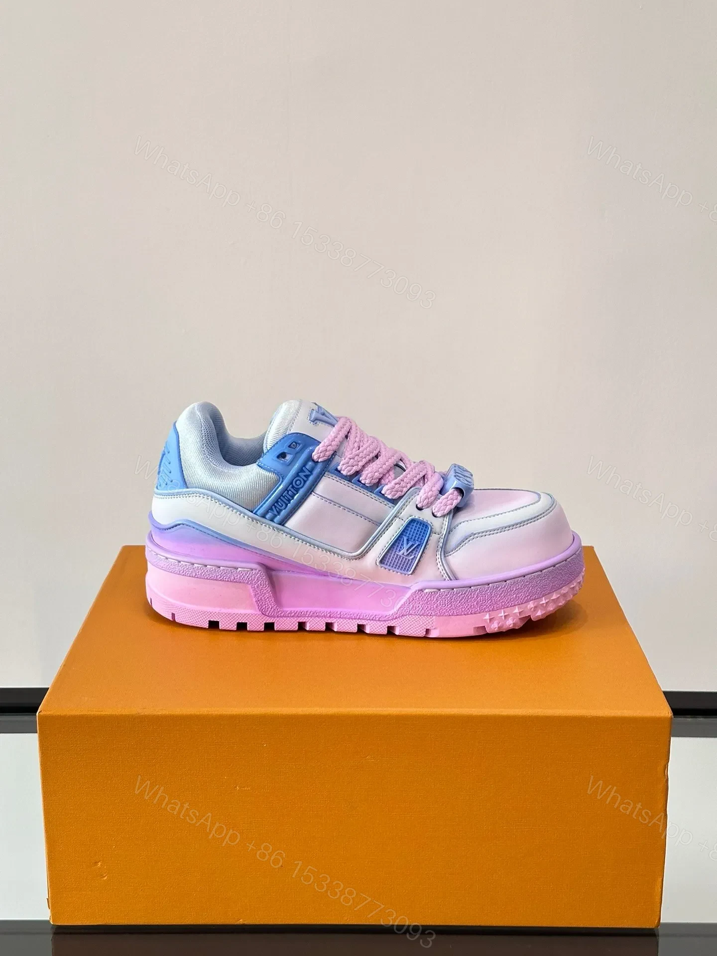 View 6 of LV Men White and Blue Leather Sneakers