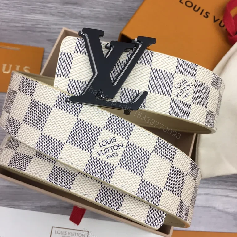 View 6 of Damier Signature Belt: LV-Inspired Bold Buckle Accessory