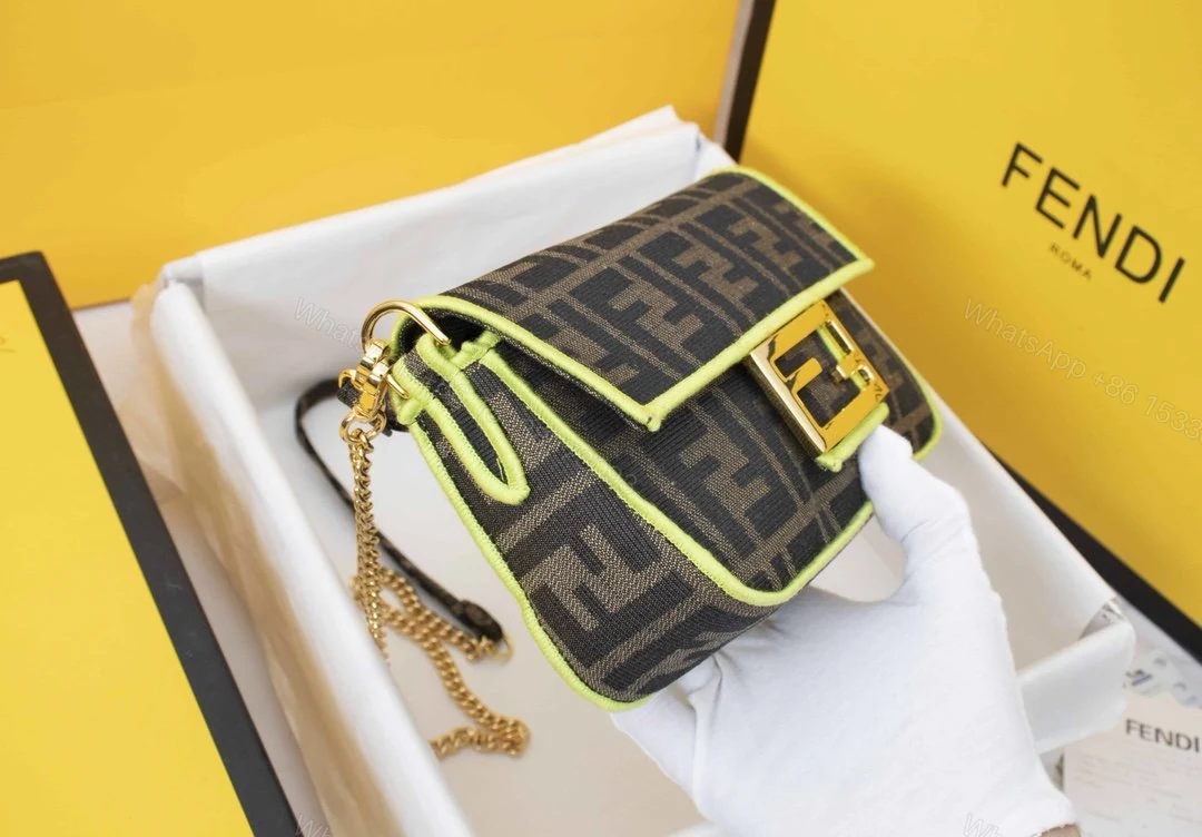 View 8 of Fendi Baguette Brown Fabric Bag