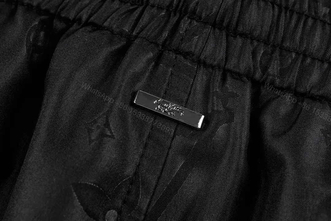 View 10 of Black Leather-Look Louis Vuitton Scan Shorts with Drawstring