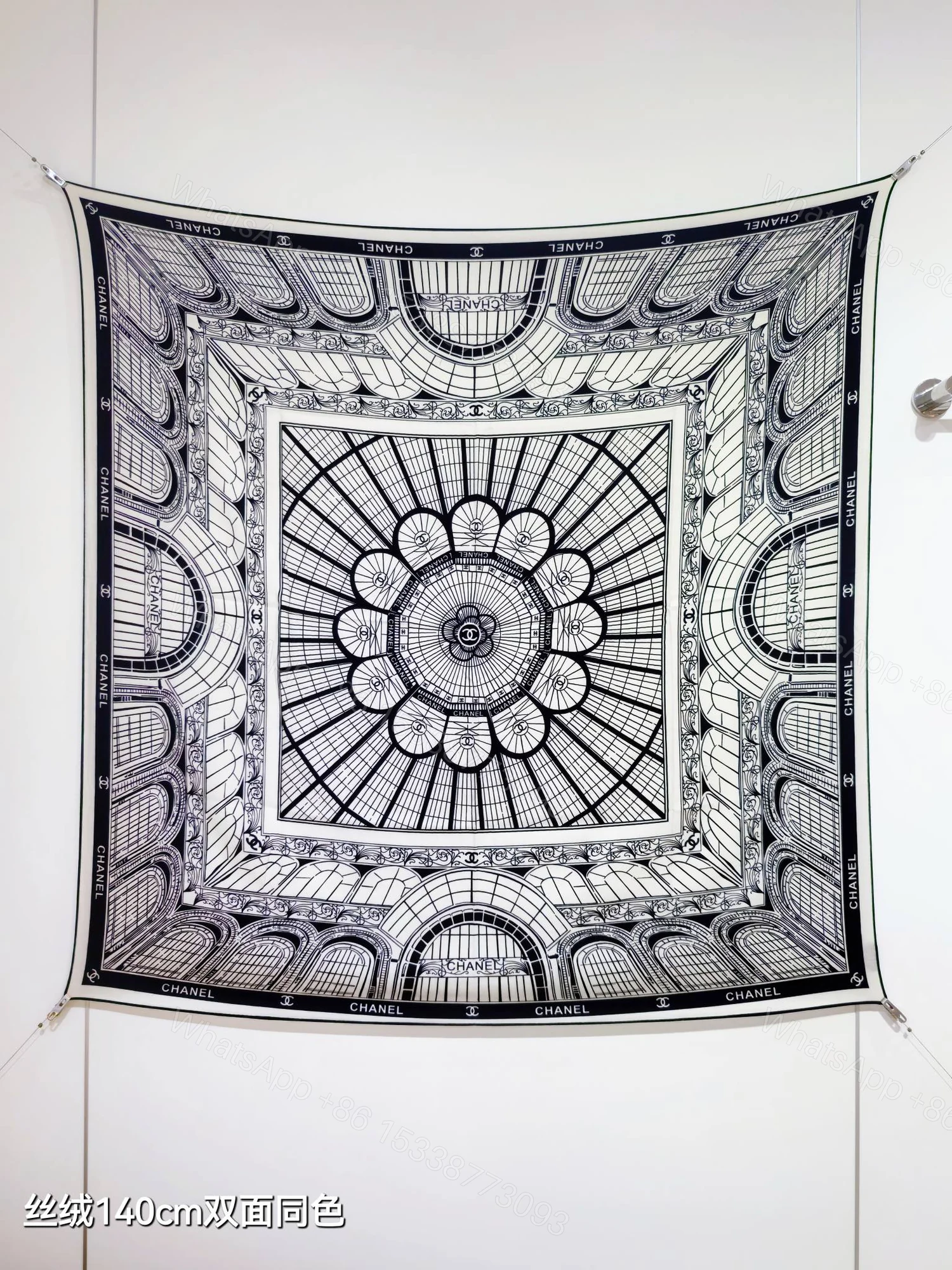 Chanel 高仿建築線條絲巾 雙面黑白140cm 設計感強烈風格款 — view 1