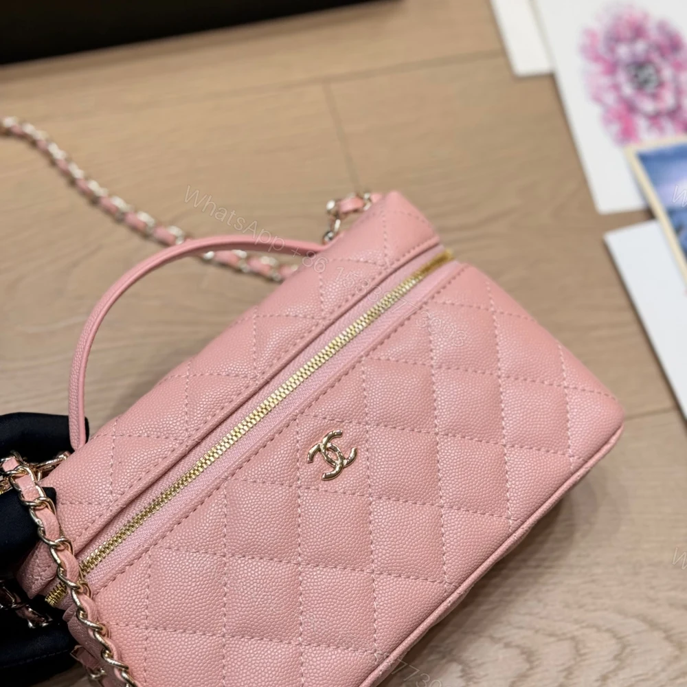 View 4 of Chanel Classic Vanity With Chain Gold Hardware Pink 19Cm
