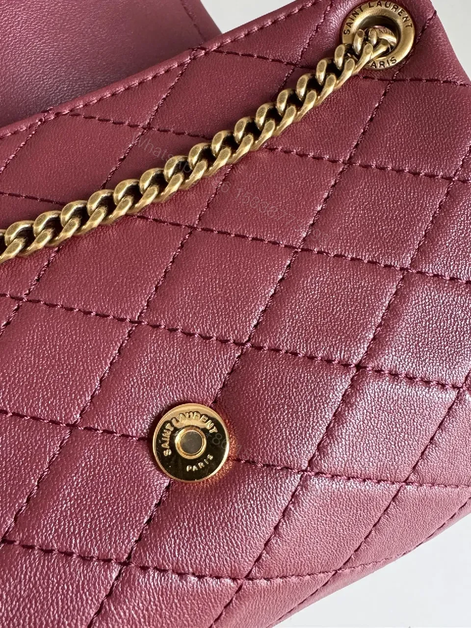 View 4 of Richly Textured Burgundy Leather Bag, Compact, Quilted Crossbody