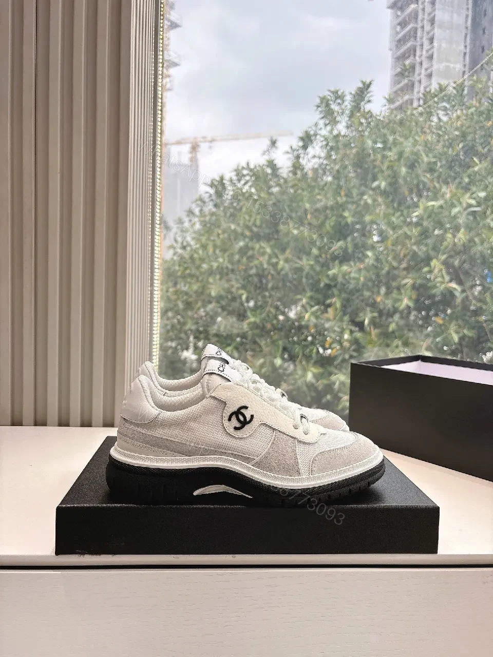 View 4 of White Luxe Sneaker: Premium Mesh, Classic Detailing, High-Top Style
