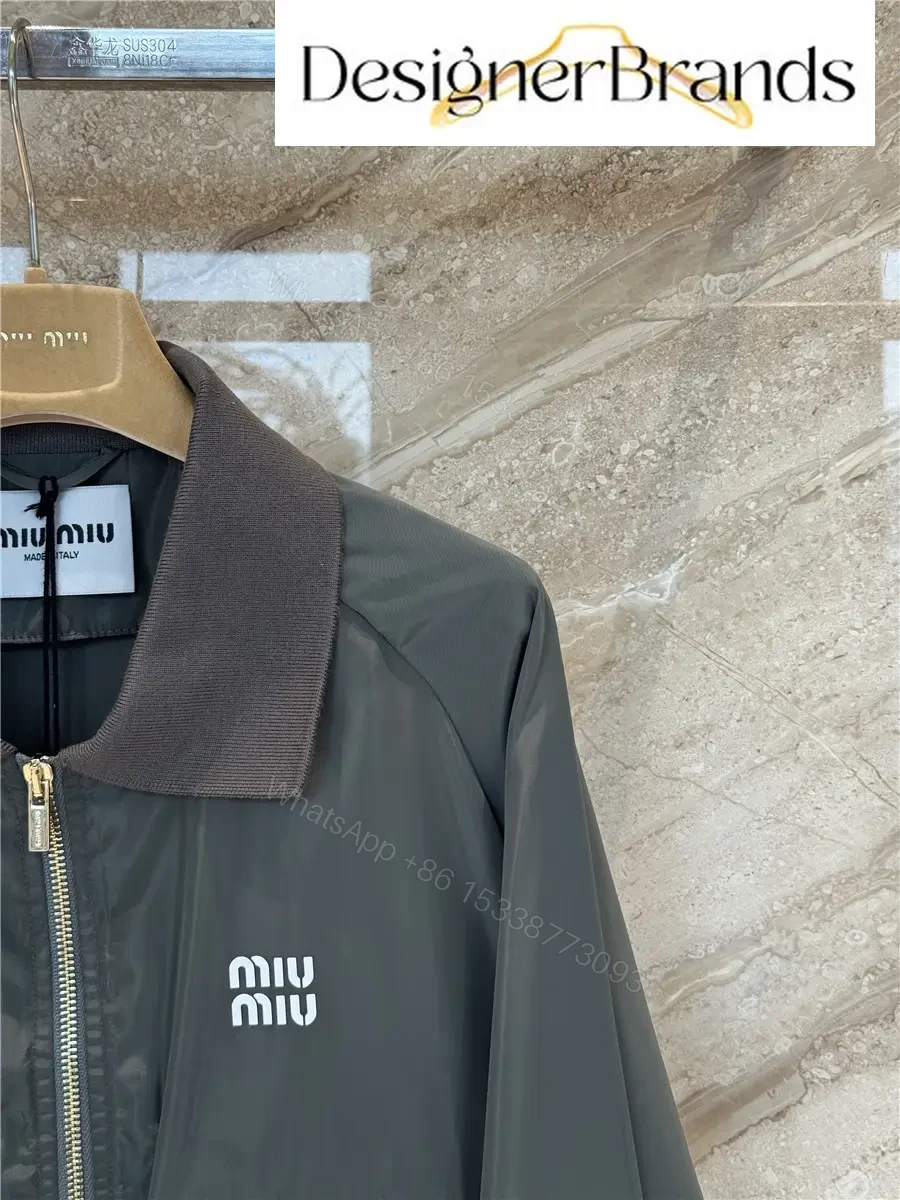 View 5 of Miu Miu Forest Green Technical Fabric Belted Jacket