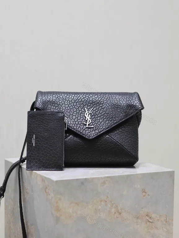 Pebble Leather Crossbody: YSL Hardware, Modern Chic, Compact Luxury Bag — view 1