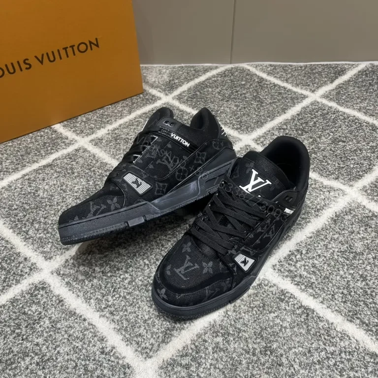 View 7 of Monochrome LV-Patterned High-Top Sneaker with Comfort Fit