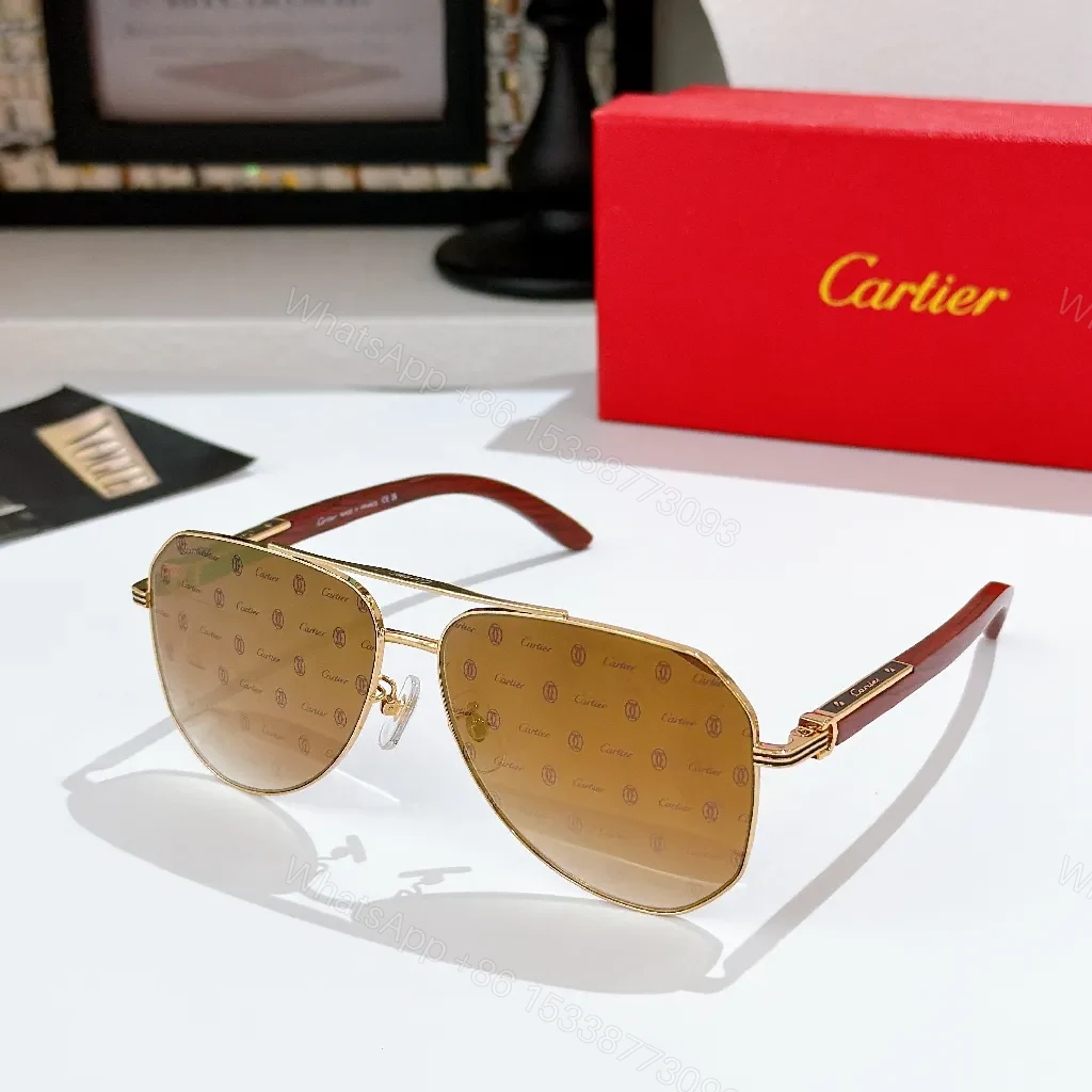 View 4 of Sleek Aviator Sunglasses: Metal Frame, Subtle Cartier Flair