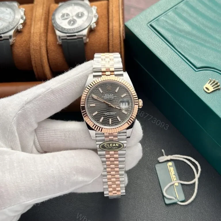 Replica Rolex Datejust 41 Grey Dial Rose Gold & Steel — view 1