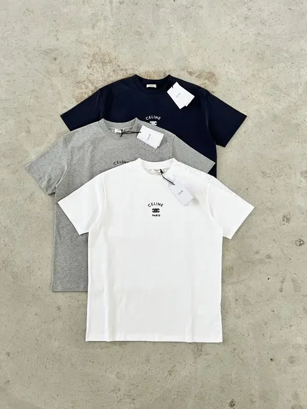 Minimalist Cotton Tee: Subtle Luxury, Regular Fit, Navy/Gray/White — view 1