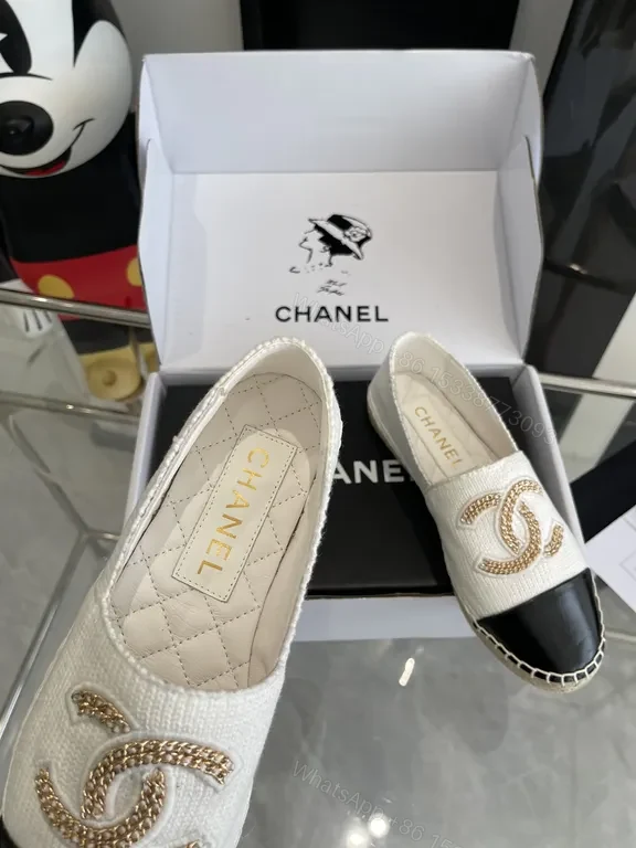 View 8 of Chanel-Influenced Textured Espadrille Loafers - Signature Logo