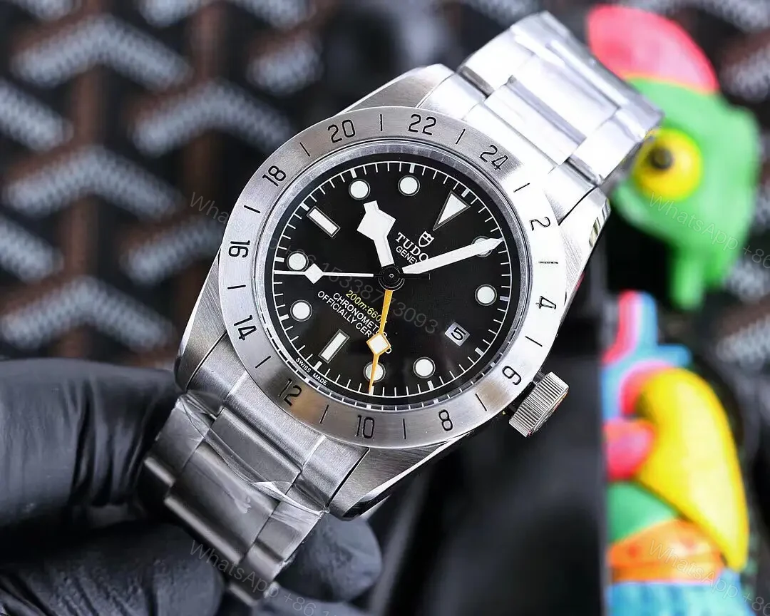 View 3 of Tudor Qichen GMT Black Dial 24-Hour Bezel Steel Bracelet Premium 42MM TUDOR-BB-GMT-42-BLK-STEEL