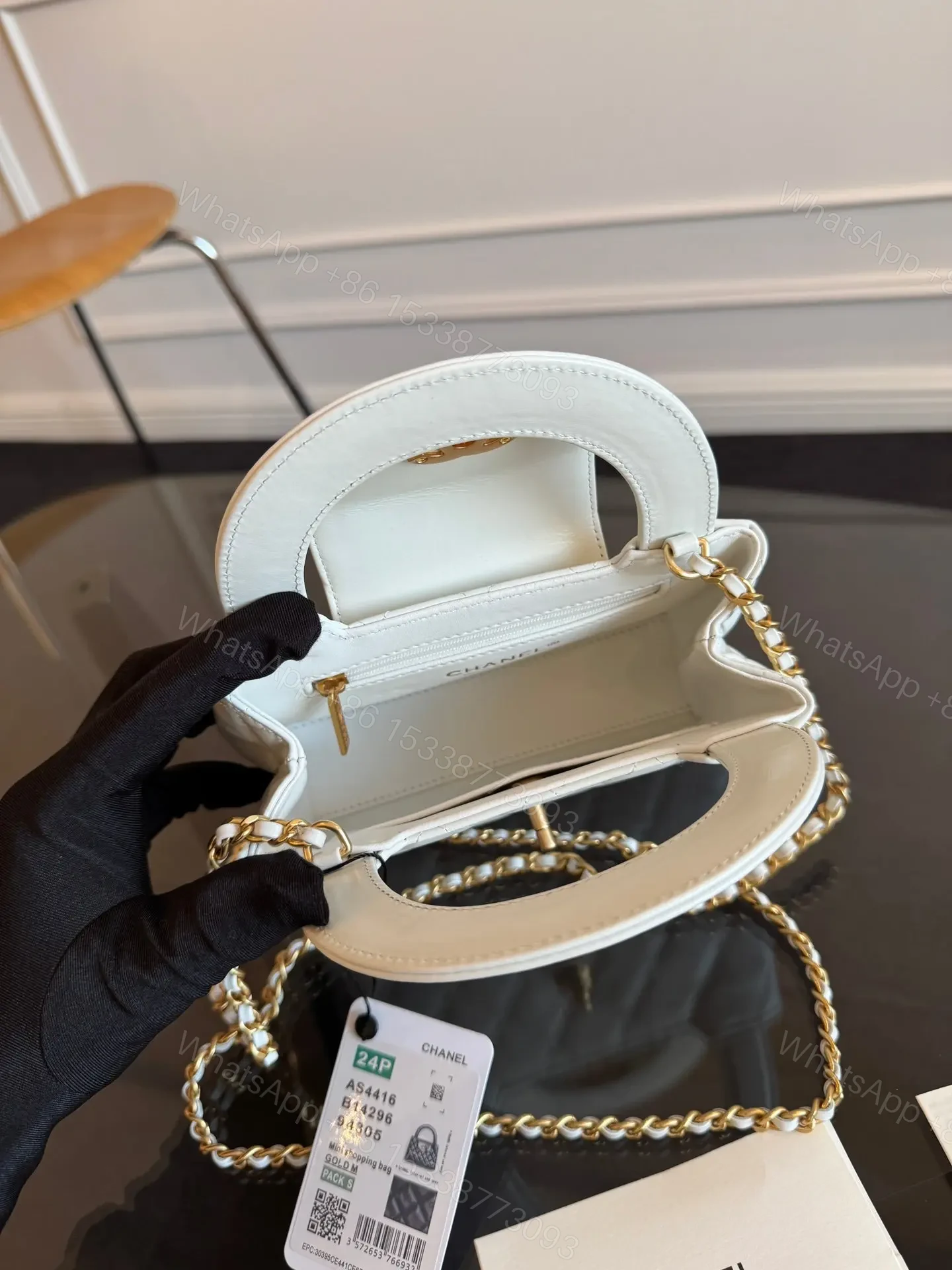 View 2 of CHANEL KELLY BAG 19 IN WHITE CALFSKIN GOLD HARDWARE